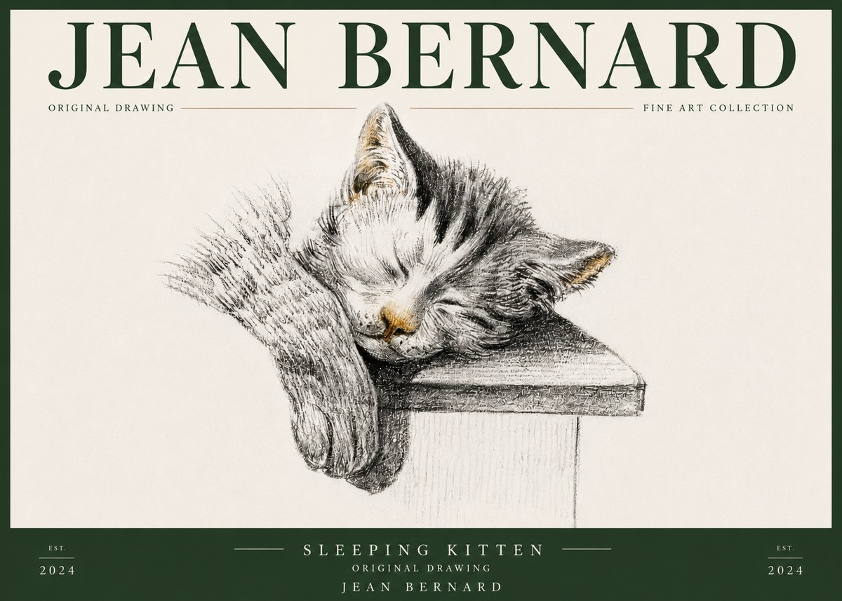 Jean Bernard Sleeping Kitten No5 - Póster