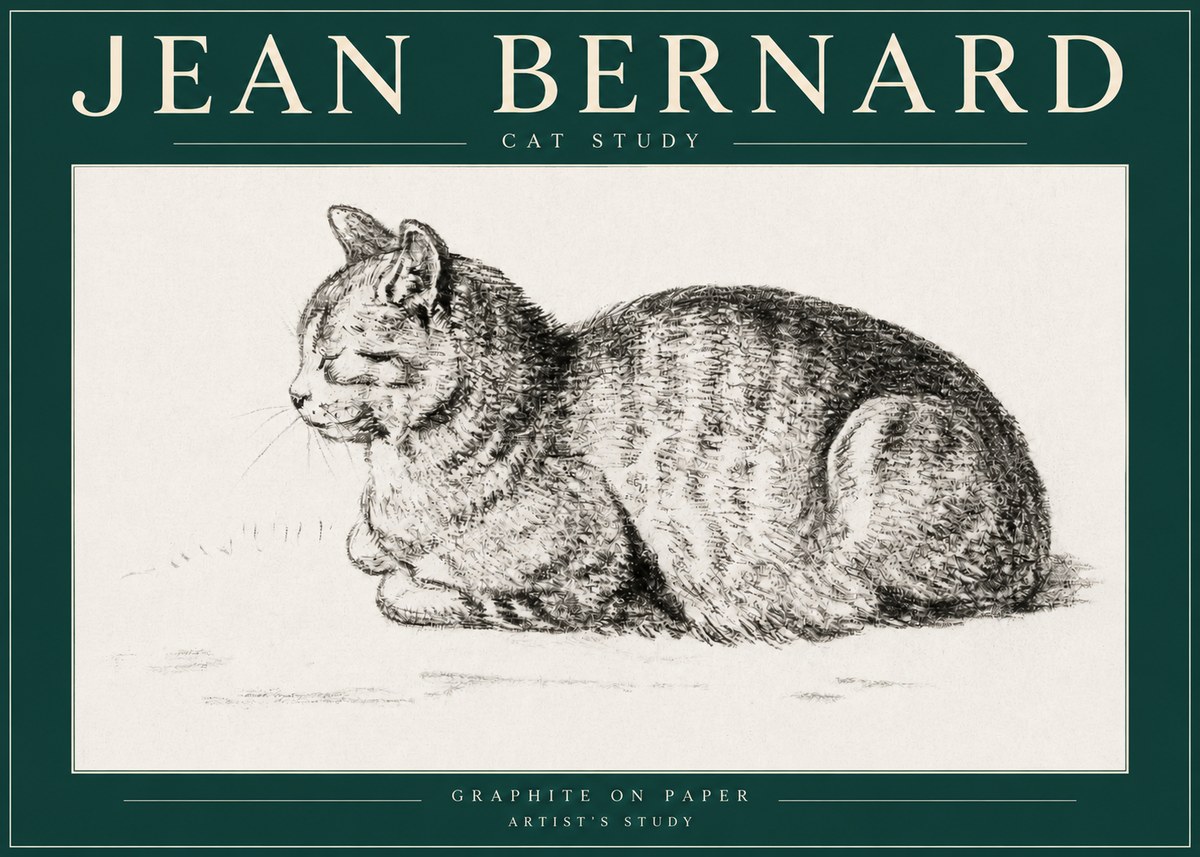 Jean Bernard Cat Study XII No3 - Póster
