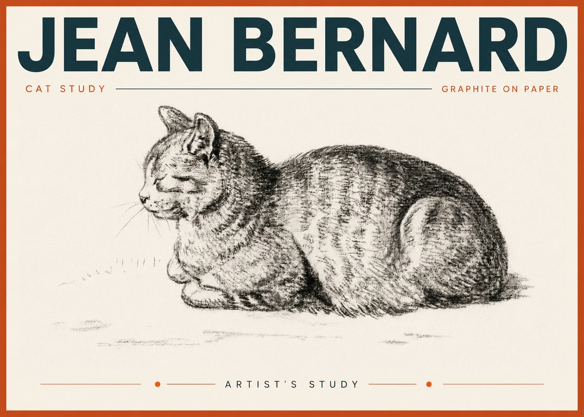 Jean Bernard Cat Study XII No6 - Póster