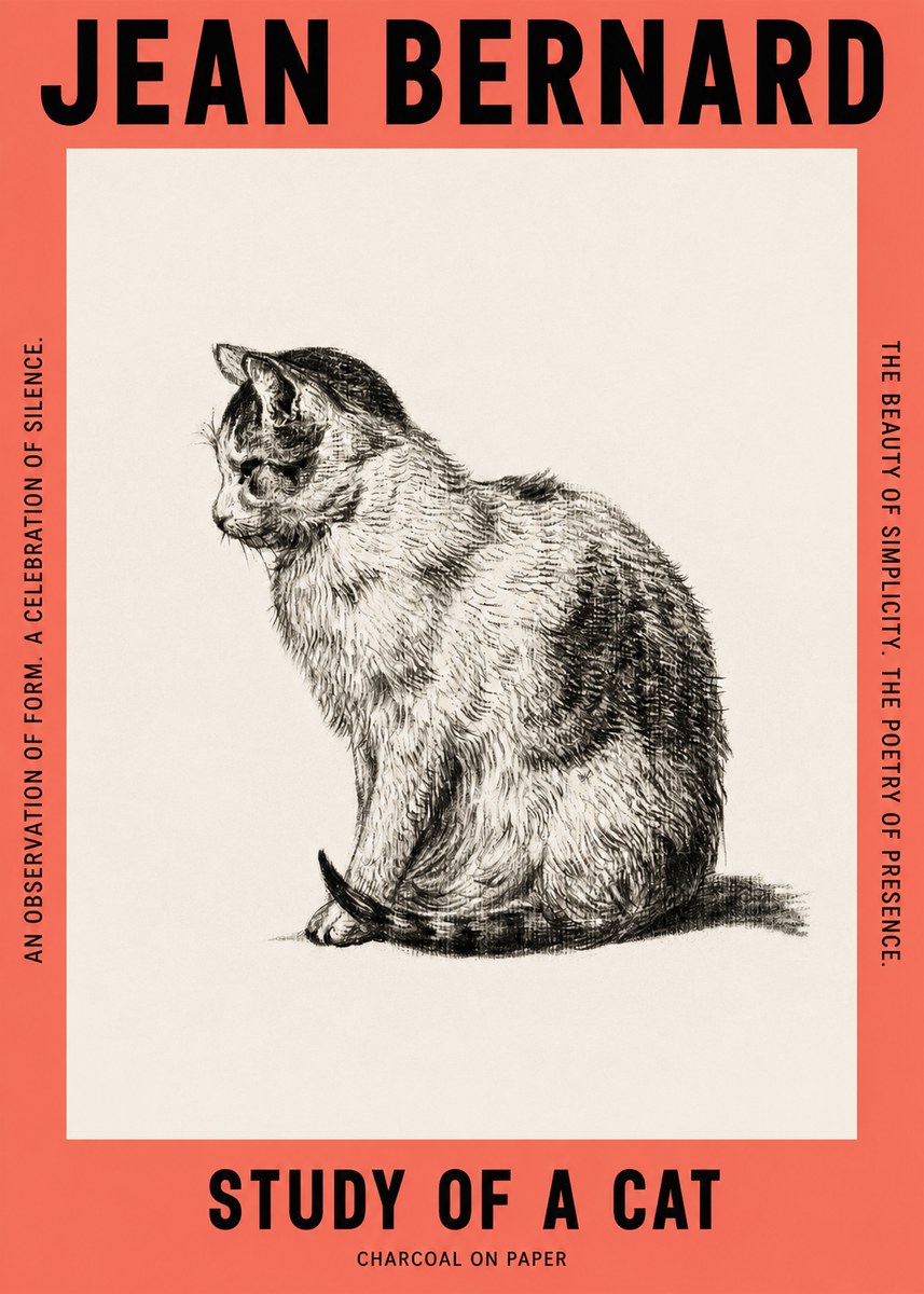 Jean Bernard Study of a Cat IV No2 - Póster