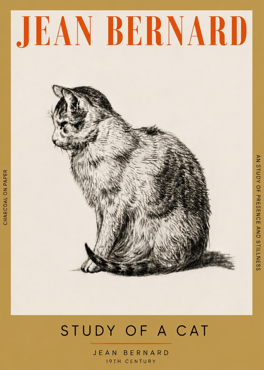 Jean Bernard Study of a Cat IV No4 - Póster