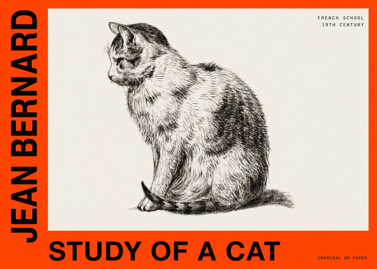 Jean Bernard Study of a Cat IV No6 - Póster