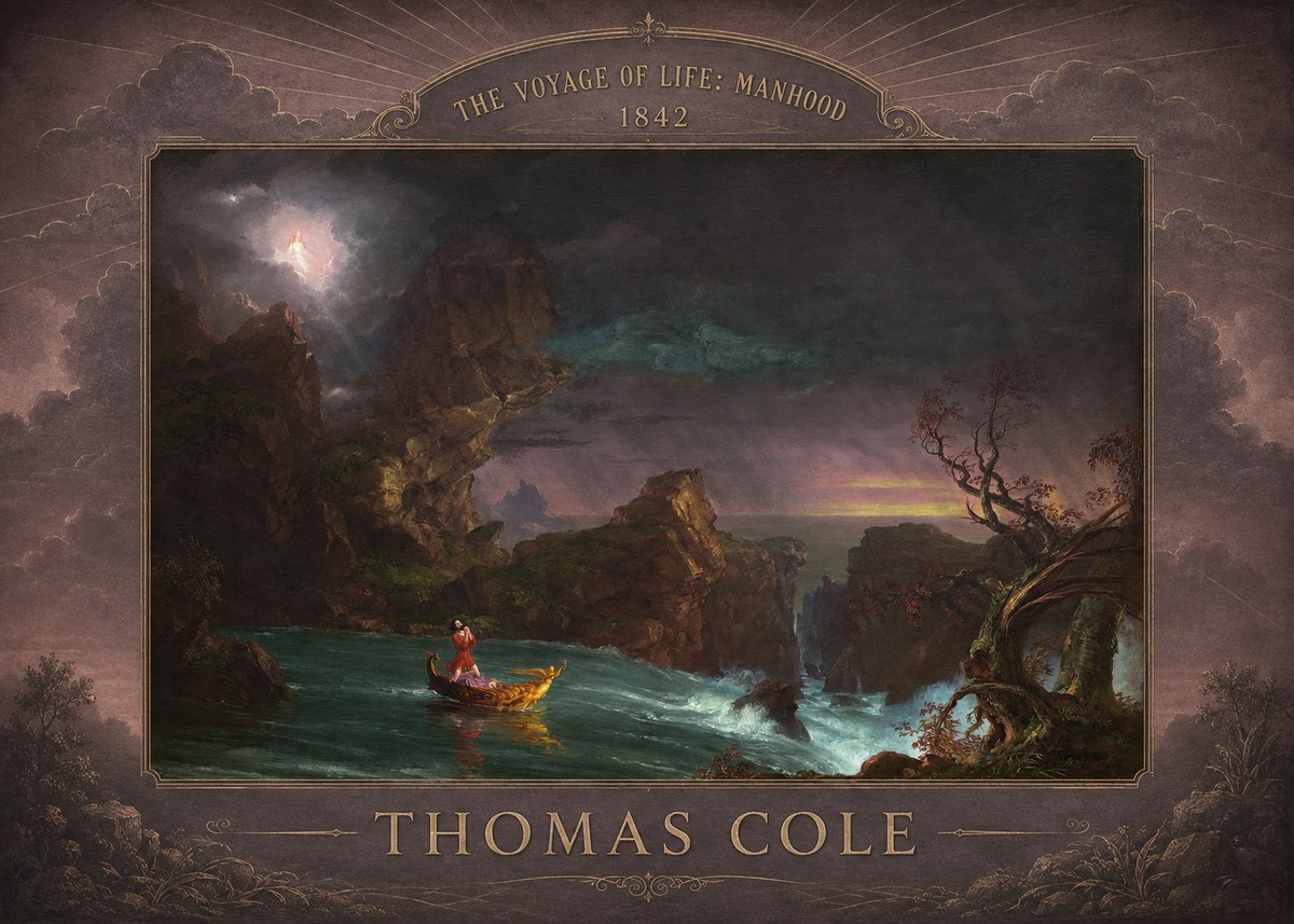 Thomas Cole The Voyage of Life: Manhood II No4 - Póster