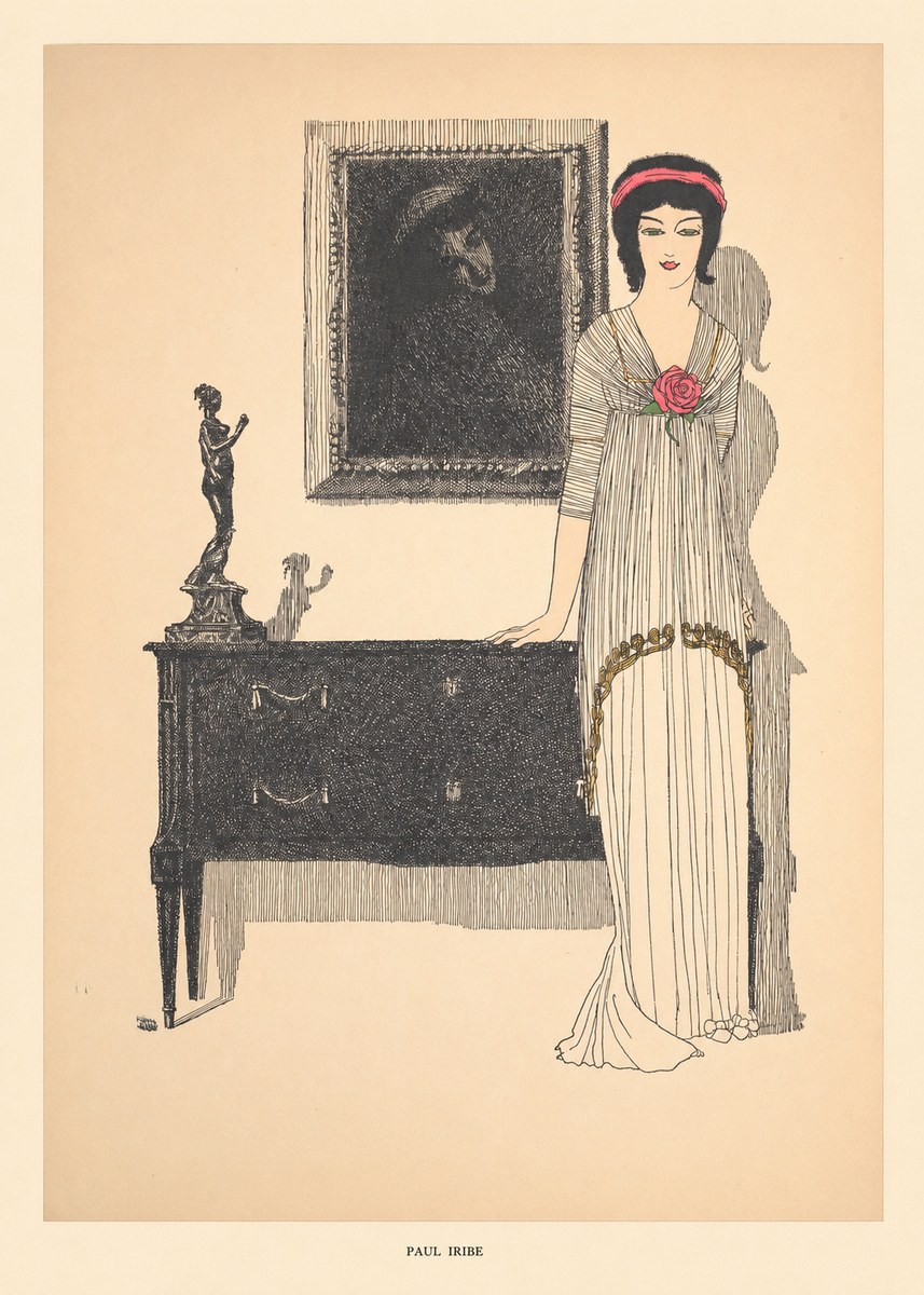 Paul Iribe Woman with Rose No5 - Póster