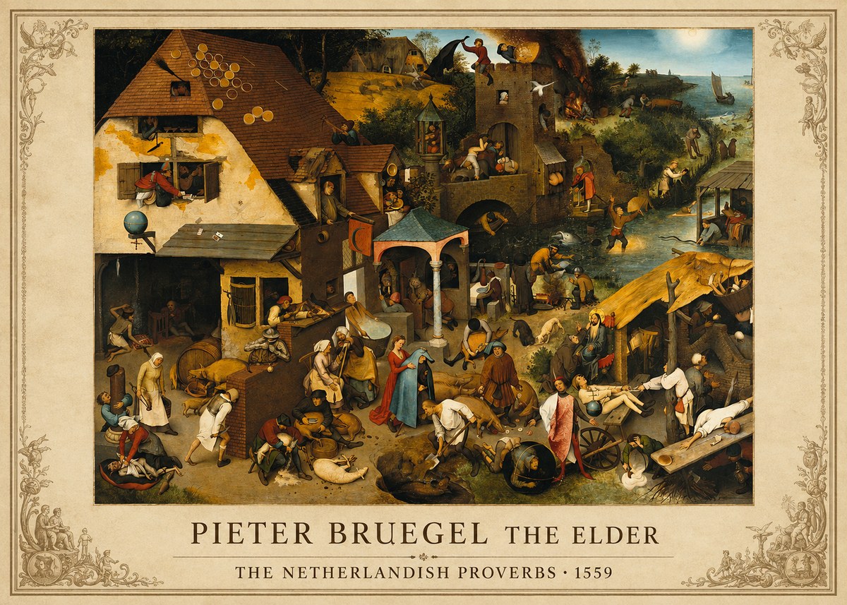 Pieter Bruegel The Netherlandish Proverbs I No1 - Póster