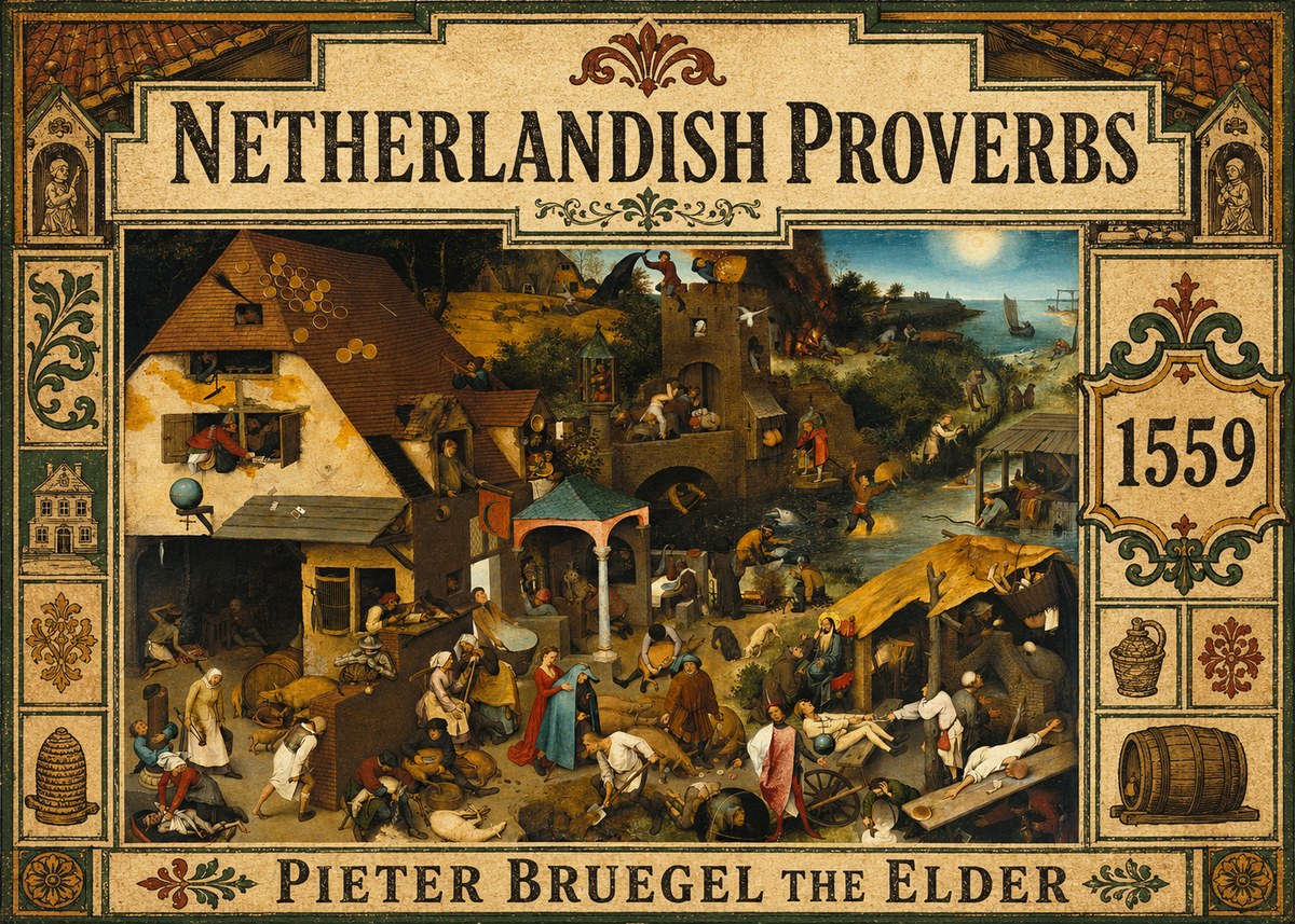 Pieter Bruegel The Netherlandish Proverbs I No5 - Póster