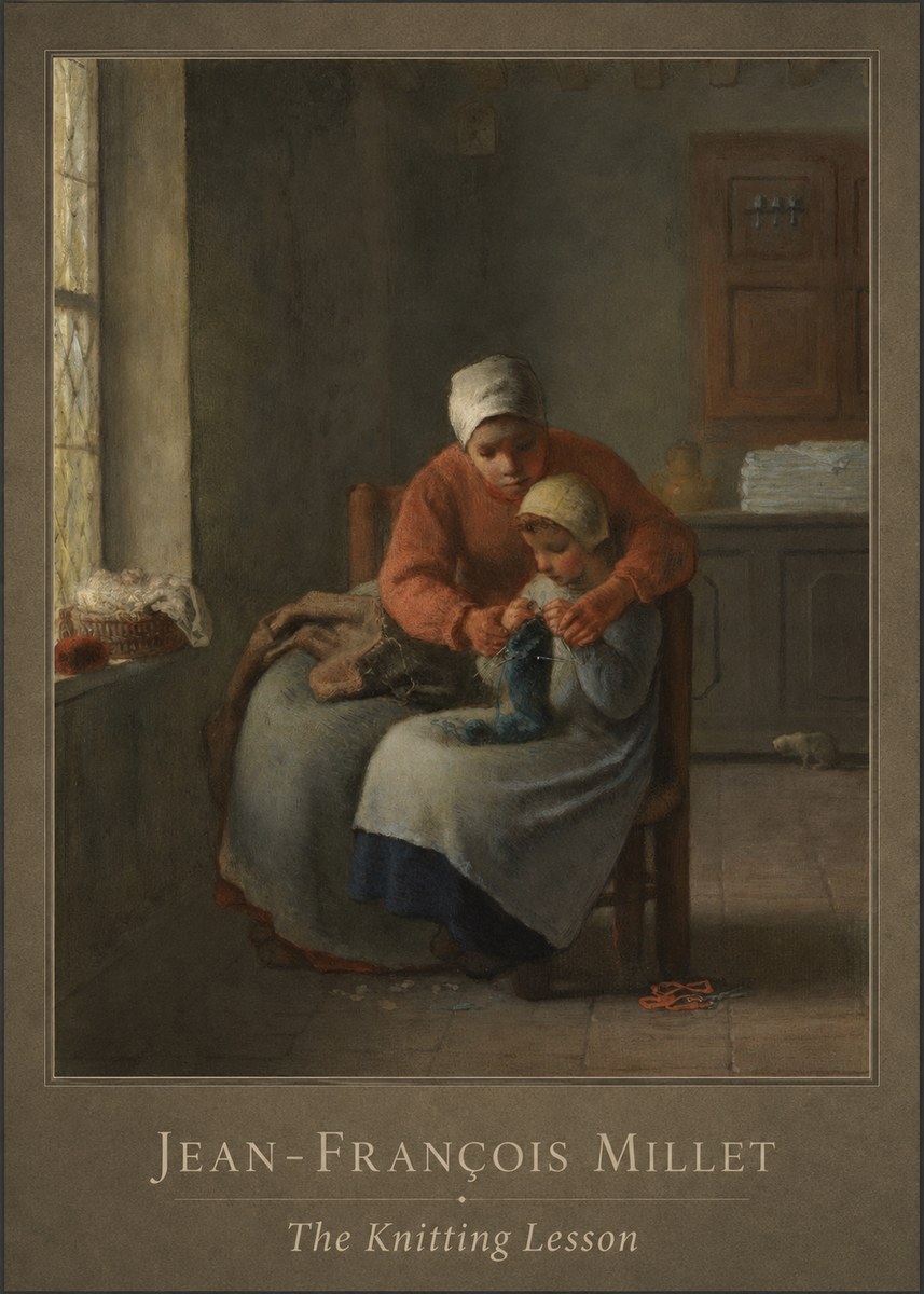 Jean-François Millet The Knitting Lesson II No1 - Póster
