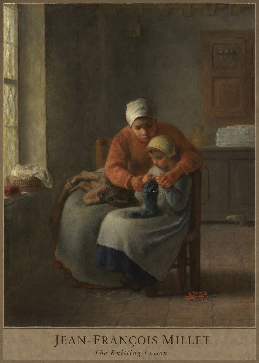 Jean-François Millet The Knitting Lesson II No4 - Póster