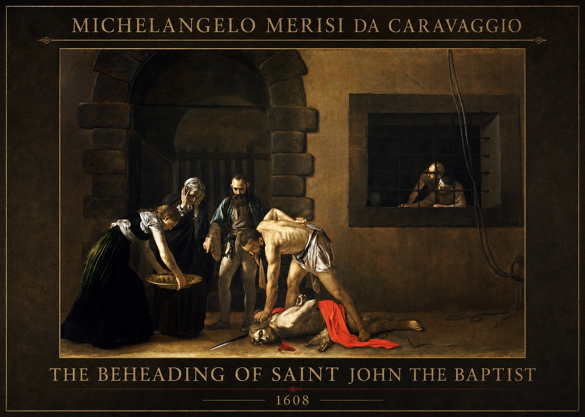 Michelangelo Merisi da Caravaggio The Beheading of Saint John the Baptist No1 - Póster