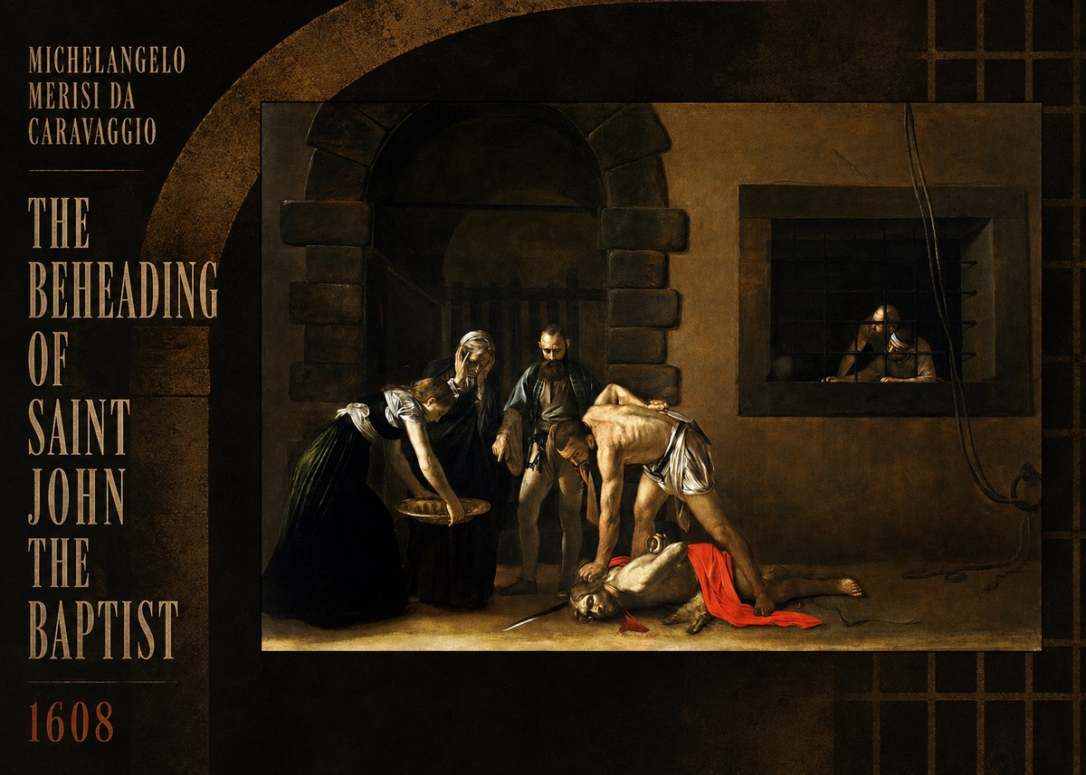 Michelangelo Merisi da Caravaggio The Beheading of Saint John the Baptist No2 - Póster