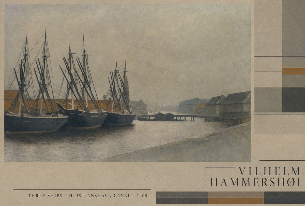 Vilhelm Hammershøi Three Ships, Christianshavn Canal No4 - Póster