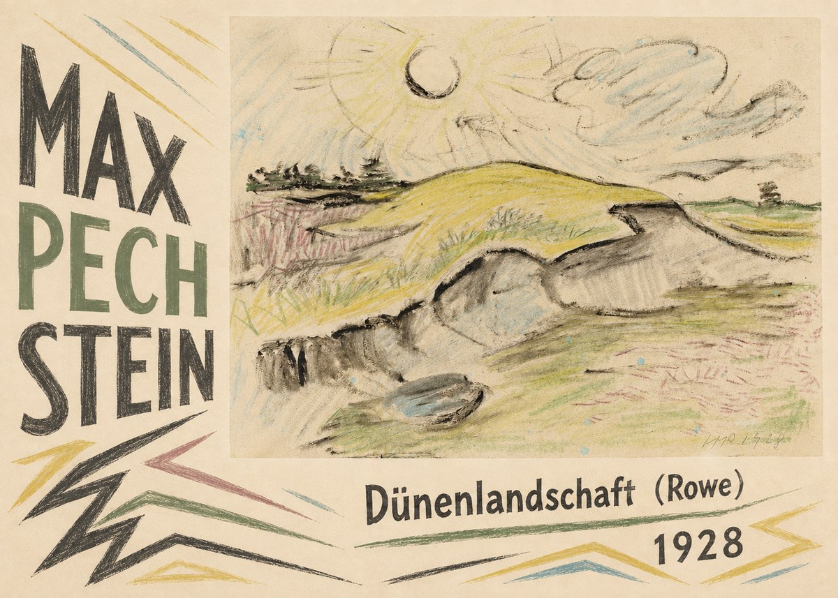 Max Pechstein Dünenlandschaft (Rowe) No4 - Póster