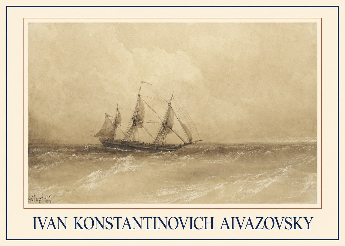 Ivan Konstantinovich Aivazovsky Sailing Ship, 1843 No1 - Póster