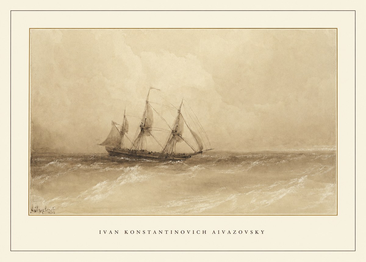Ivan Konstantinovich Aivazovsky Sailing Ship, 1843 No4 - Póster
