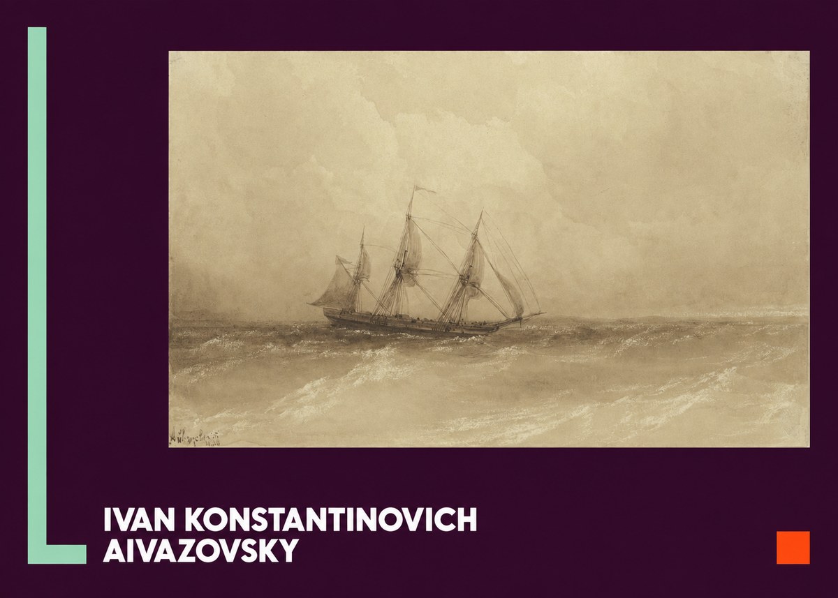 Ivan Konstantinovich Aivazovsky Sailing Ship, 1843 No5 - Póster