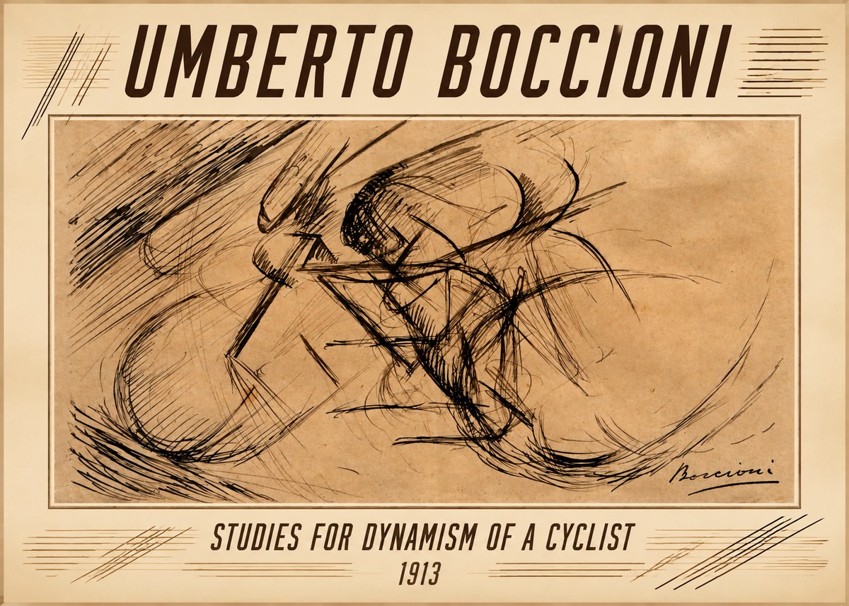 Umberto Boccioni Studies for Dynamism of a Cyclist No1 - Póster