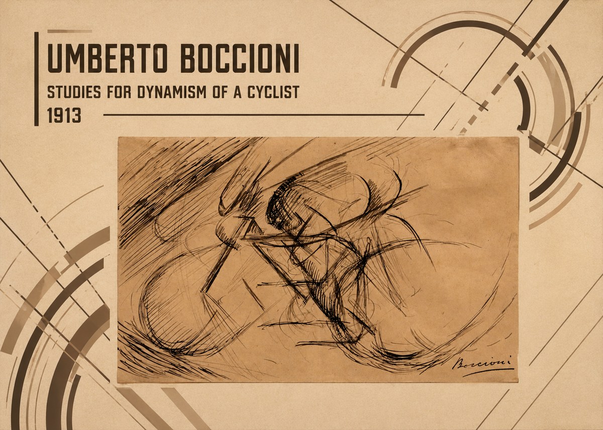 Umberto Boccioni Studies for Dynamism of a Cyclist No3 - Póster