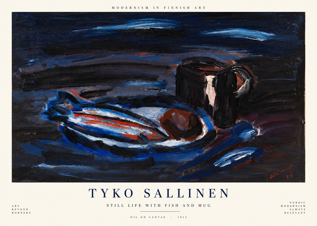 Tyko Sallinen Still Life with Fish and Mug No1 - Póster