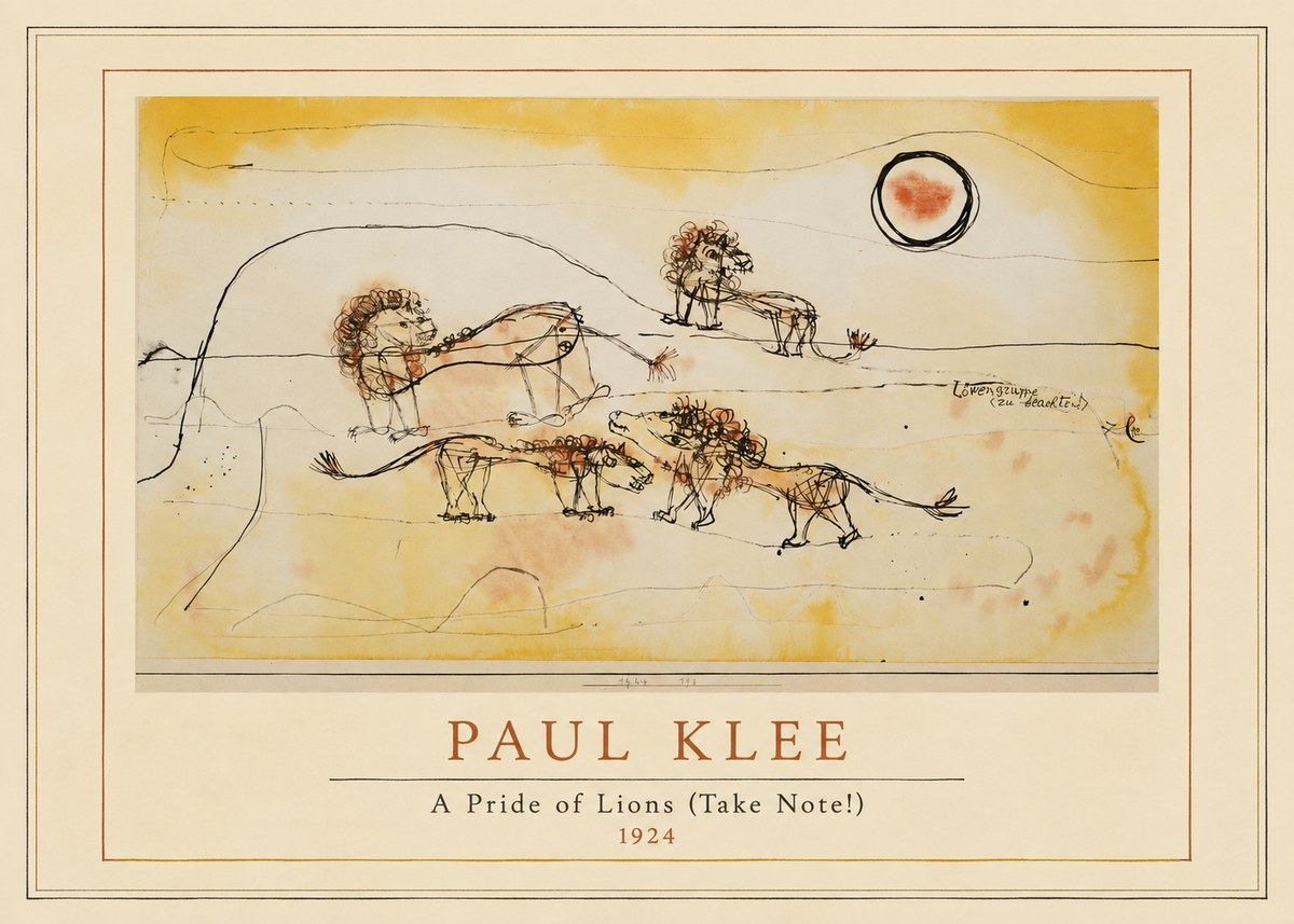 Paul Klee A Pride of Lions (Take Note!) No4 - Póster