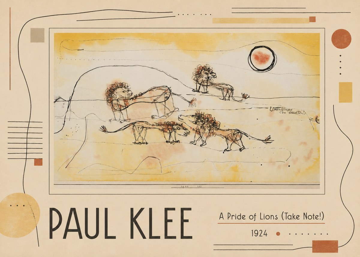 Paul Klee A Pride of Lions (Take Note!) No5 - Póster