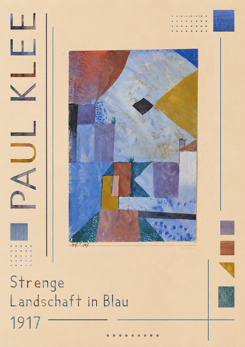 Paul Klee Strenge Landschaft in Blau No3 - Póster