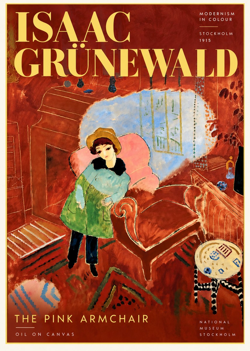 Isaac Grünewald Interior with Young Girl No6 - Póster