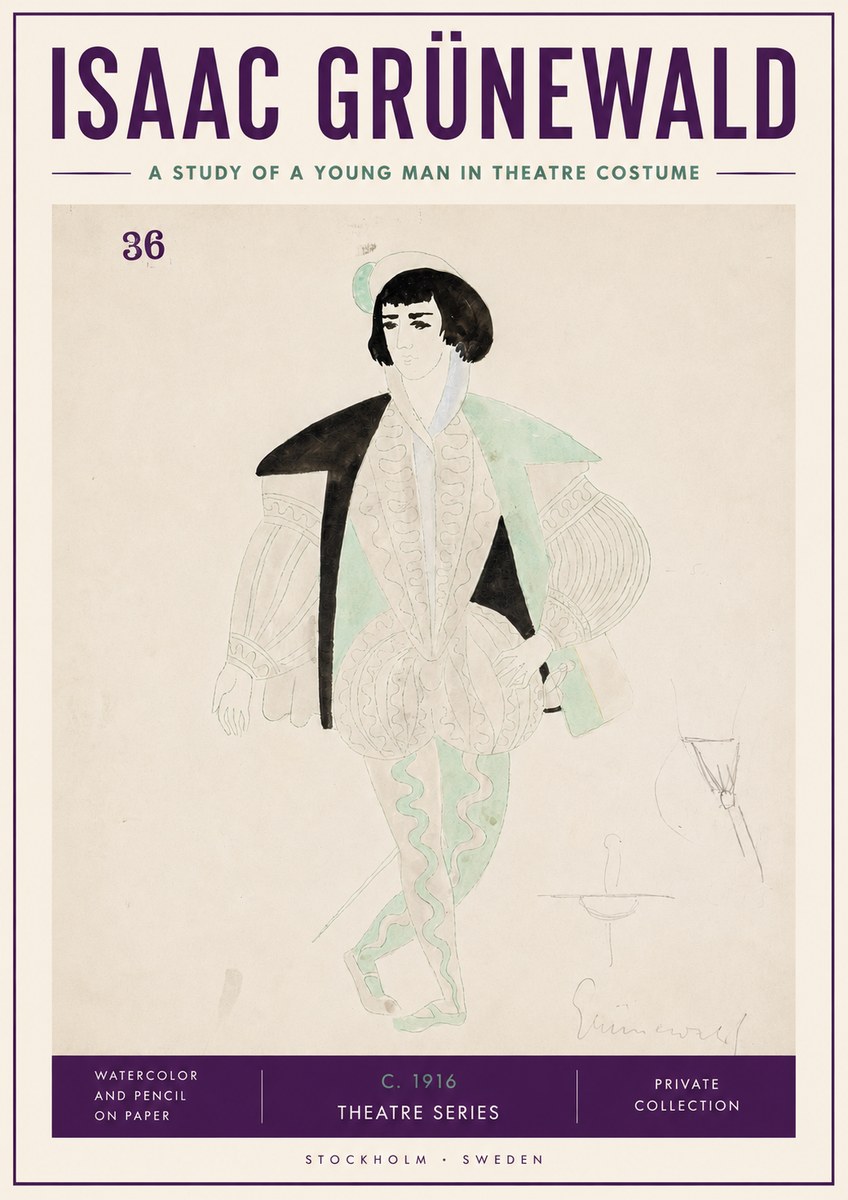Isaac Grünewald A Study of a Young Man in Theatre Costume No3 - Póster