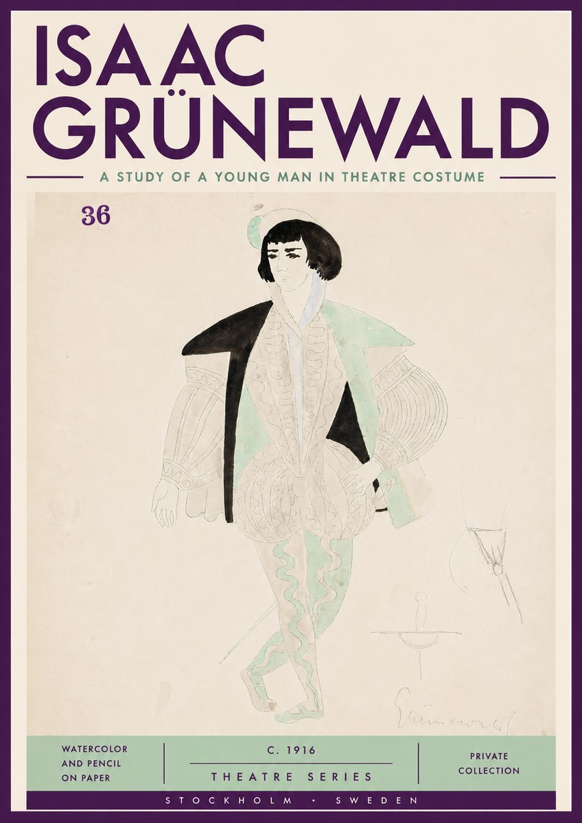 Isaac Grünewald A Study of a Young Man in Theatre Costume No4 - Póster