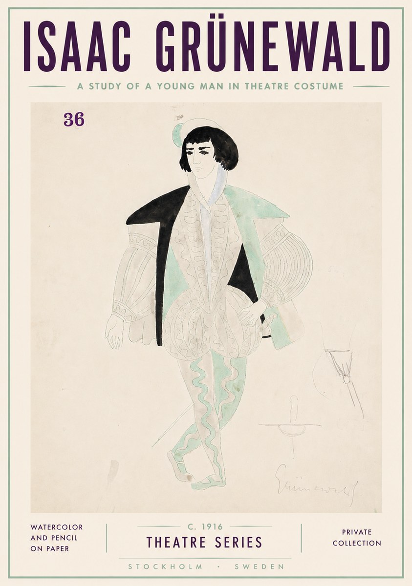 Isaac Grünewald A Study of a Young Man in Theatre Costume No6 - Póster