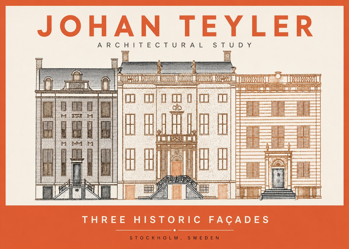 Johan Teyler Architectural Study - Three Historic Façades No2 - Póster
