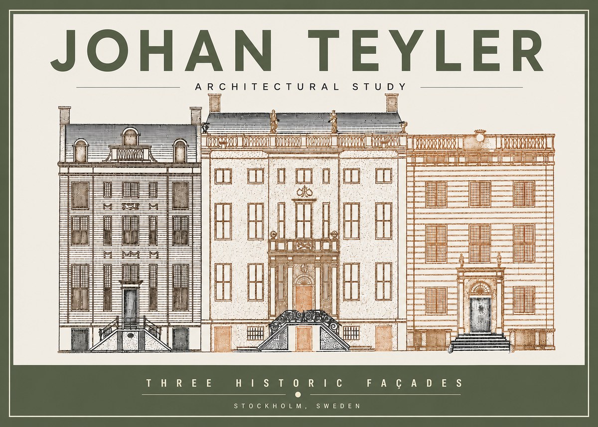 Johan Teyler Architectural Study - Three Historic Façades No3 - Póster