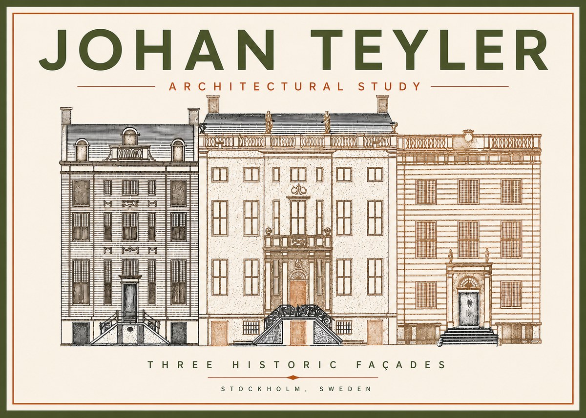 Johan Teyler Architectural Study - Three Historic Façades No5 - Póster