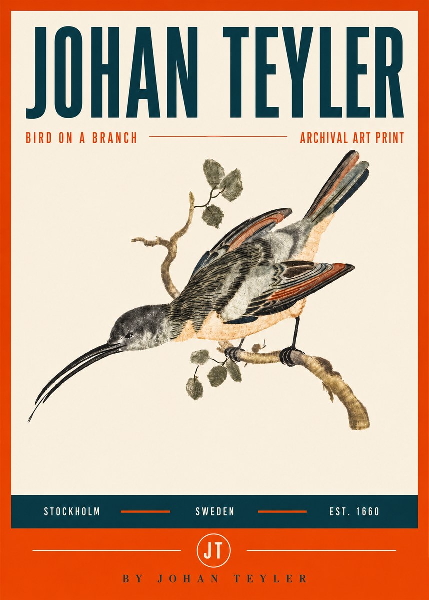 Johan Teyler Bird on a Branch No5 - Póster