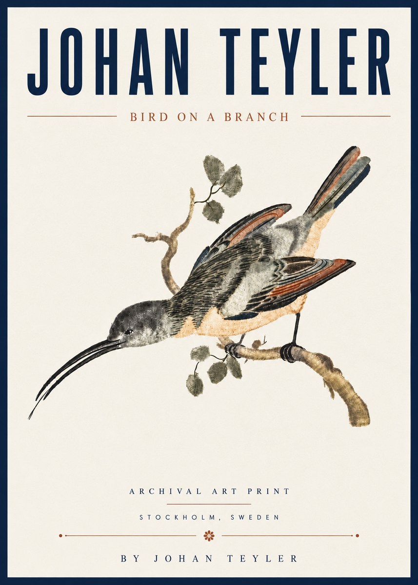 Johan Teyler Bird on a Branch No6 - Póster