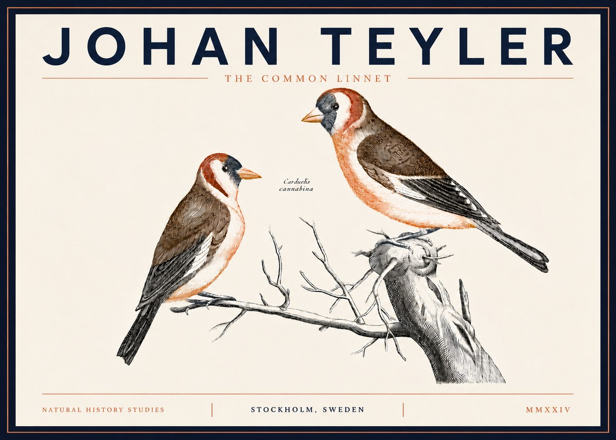 Johan Teyler The Common Linnet No5 - Póster