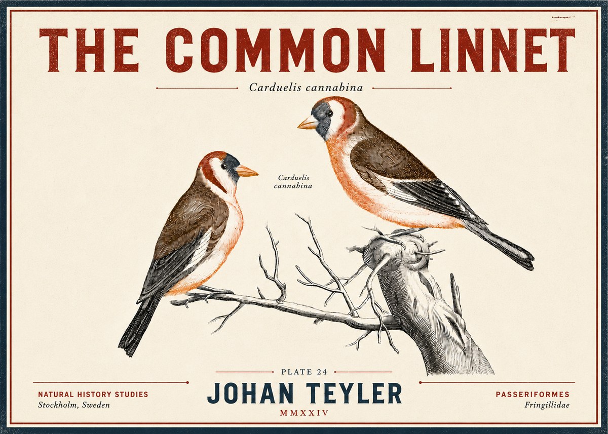 Johan Teyler The Common Linnet No6 - Póster