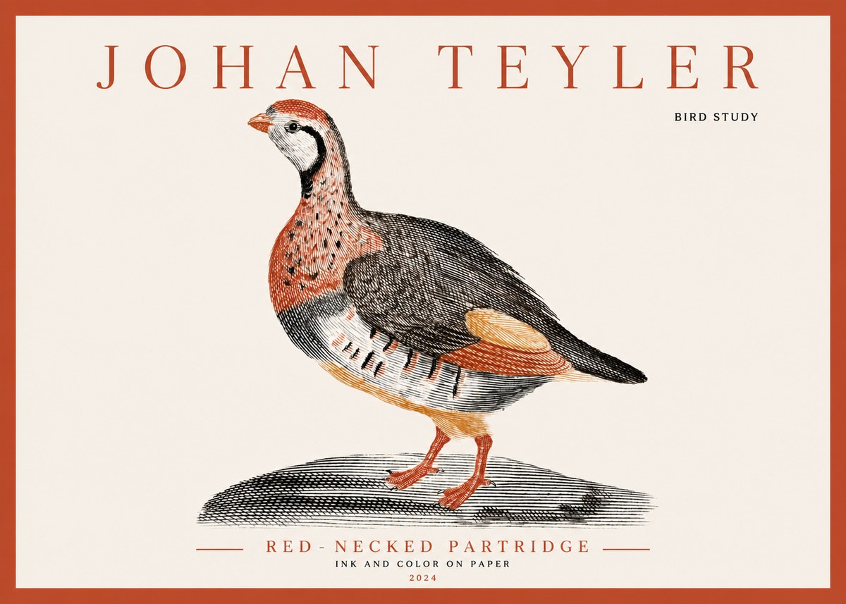 Johan Teyler Red-necked Partridge No3 - Póster