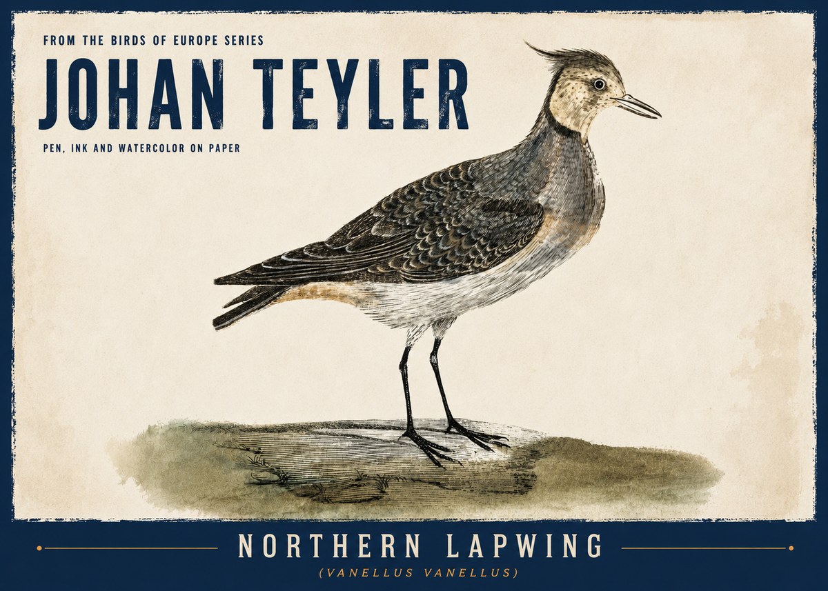 Johan Teyler Northern Lapwing (Vanellus Vanellus) No6 - Póster