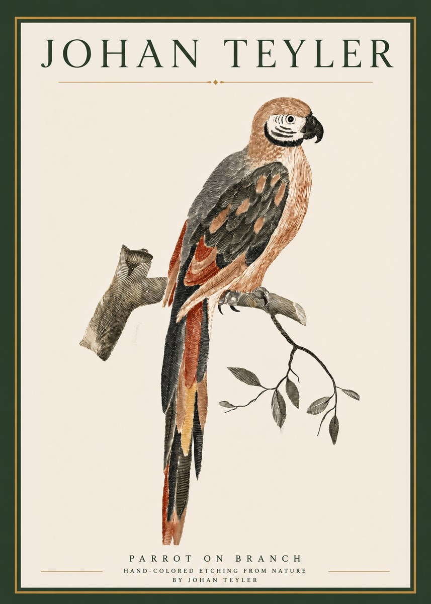 Johan Teyler Parrot on Branch No4 - Póster