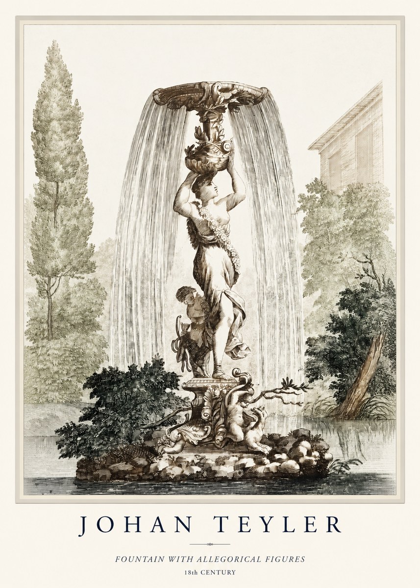 Johan Teyler Fountain with Allegorical Figures No1 - Póster