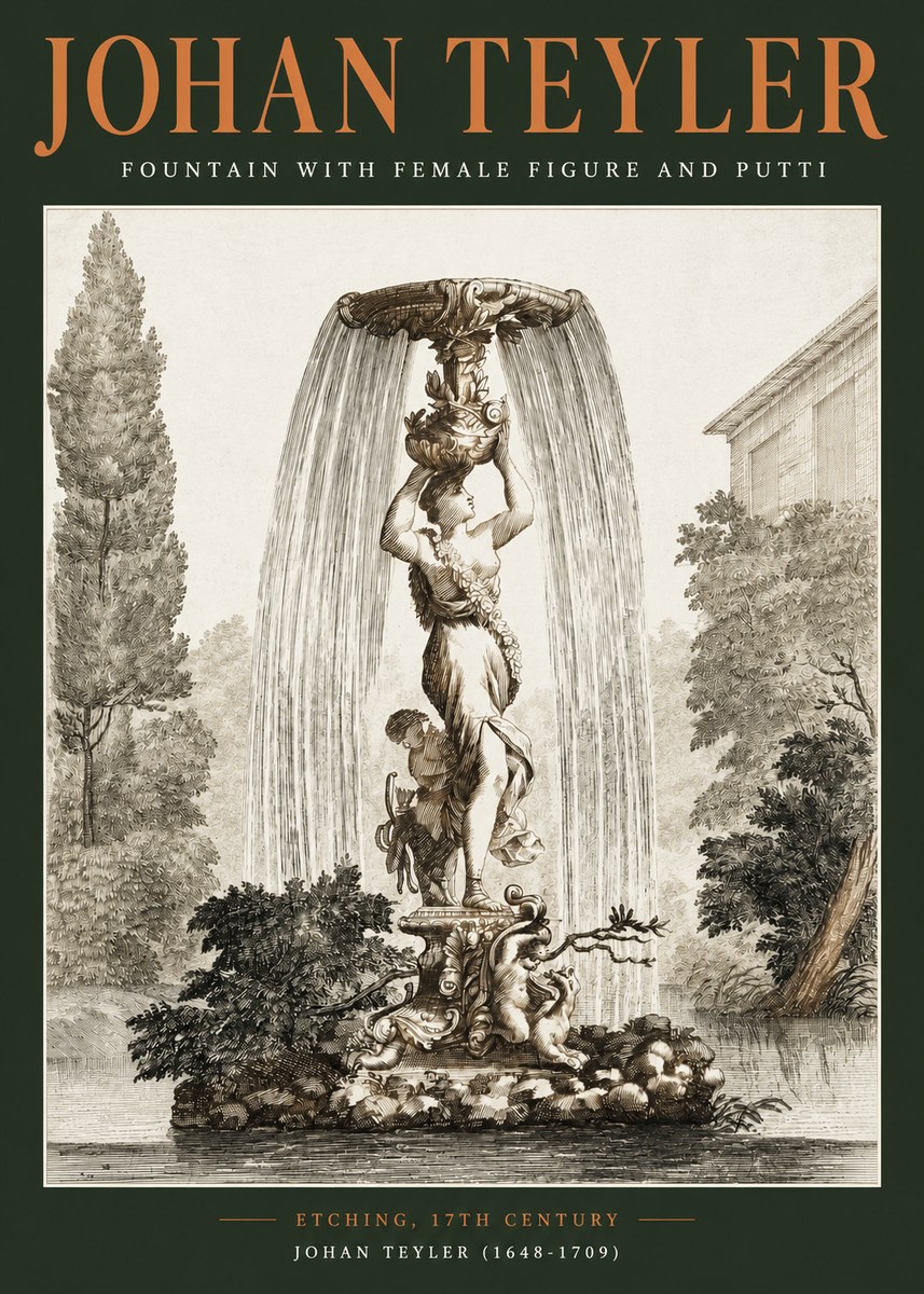 Johan Teyler Fountain with Allegorical Figures No3 - Póster