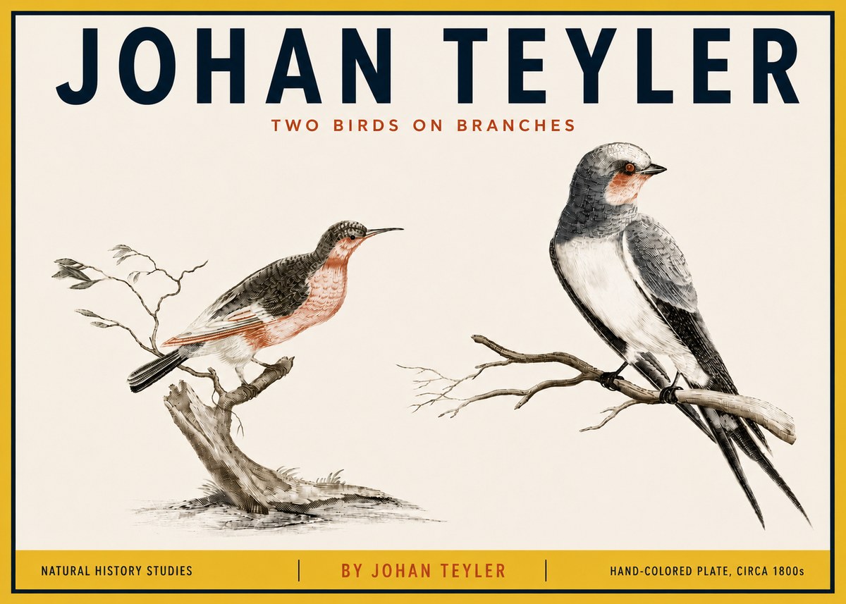 Johan Teyler Two Birds on Branches No5 - Póster