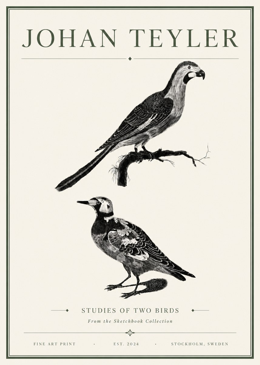 Johan Teyler Birds - Study of Two Species No6 - Póster