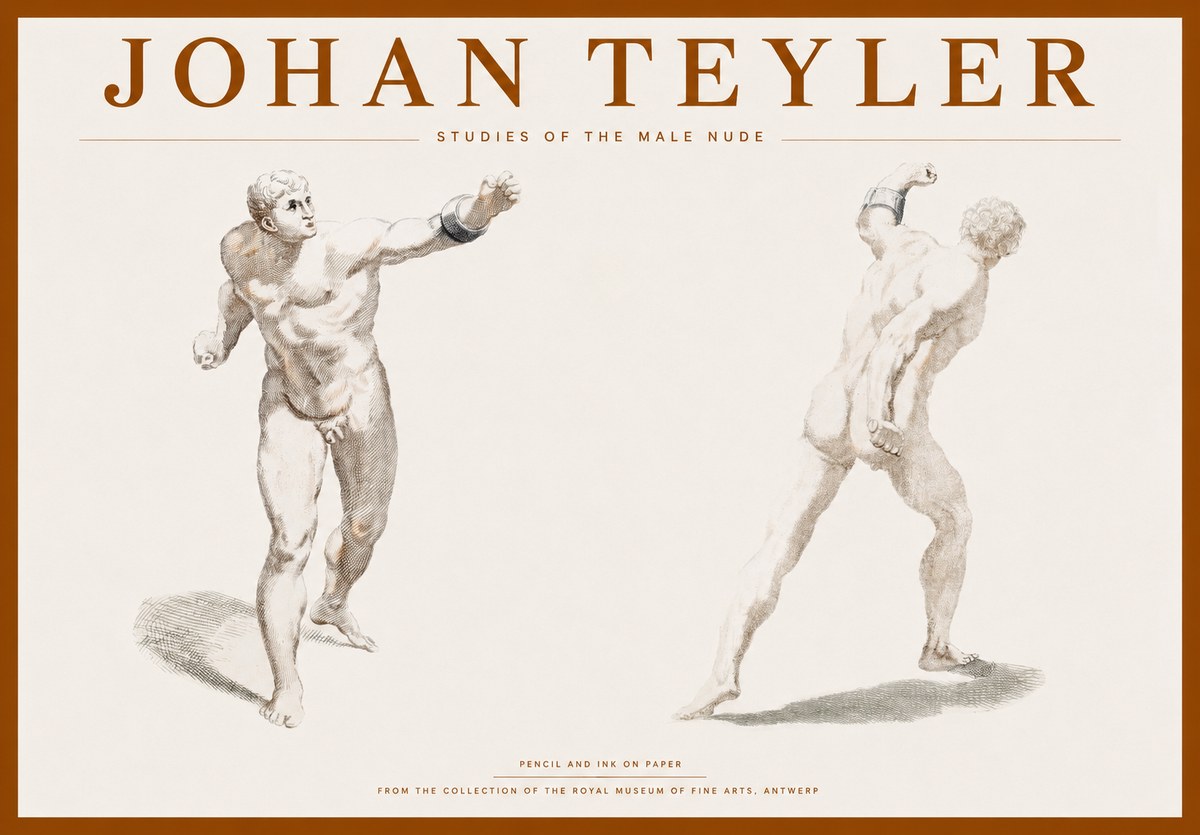 Johan Teyler Studies of the Male Nude No1 - Póster