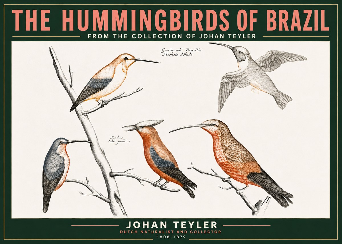 Johan Teyler The Hummingbirds of Brazil from the Collection of Johan Teyler No2 - Póster