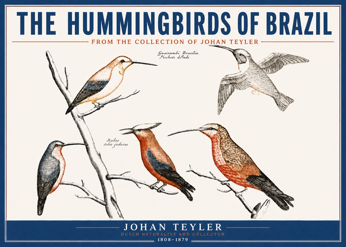 Johan Teyler The Hummingbirds of Brazil from the Collection of Johan Teyler No4 - Póster
