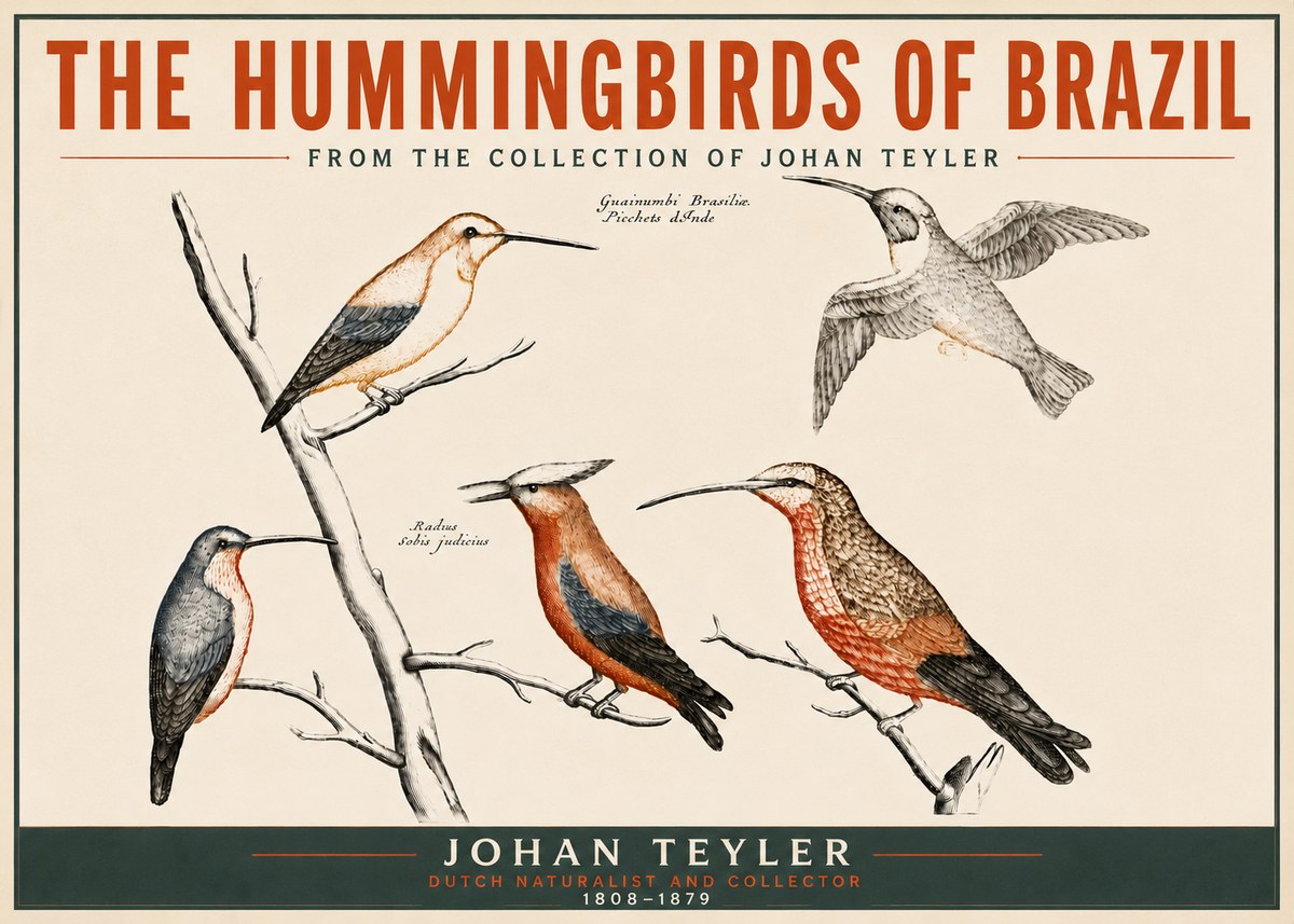 Johan Teyler The Hummingbirds of Brazil from the Collection of Johan Teyler No5 - Póster