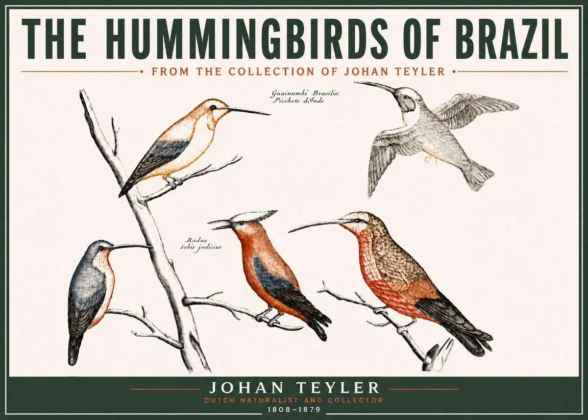 Johan Teyler The Hummingbirds of Brazil from the Collection of Johan Teyler No6 - Póster