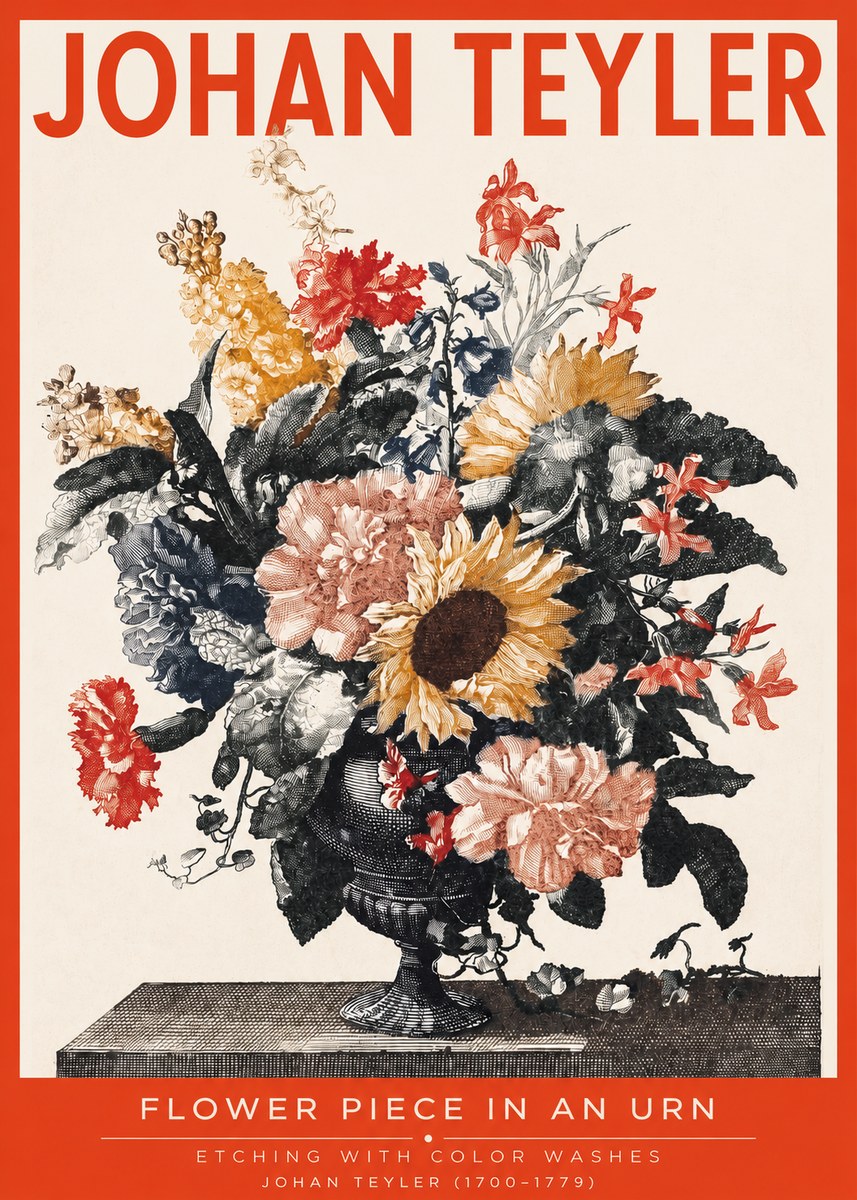 Johan Teyler Flower Piece in an Urn I No2 - Póster