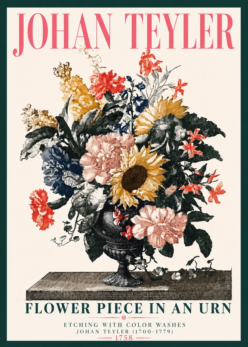 Johan Teyler Flower Piece in an Urn I No4 - Póster